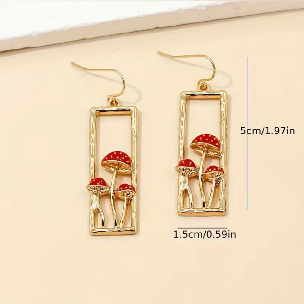 Mushroom Dangle Bohemian Earrings New Modern - Picture 3 of 4